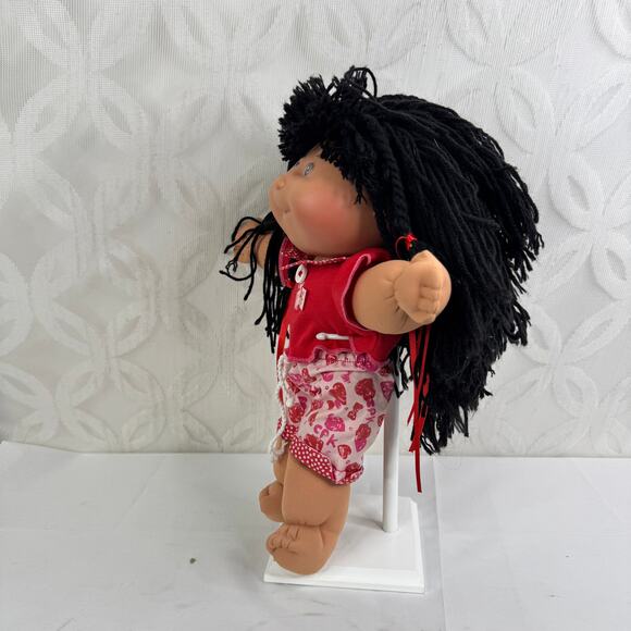 VTG 1988 1st Edition Mattel Cabbage Patch Kid Doll Long Black Hair CPK - Picture 4 of 11